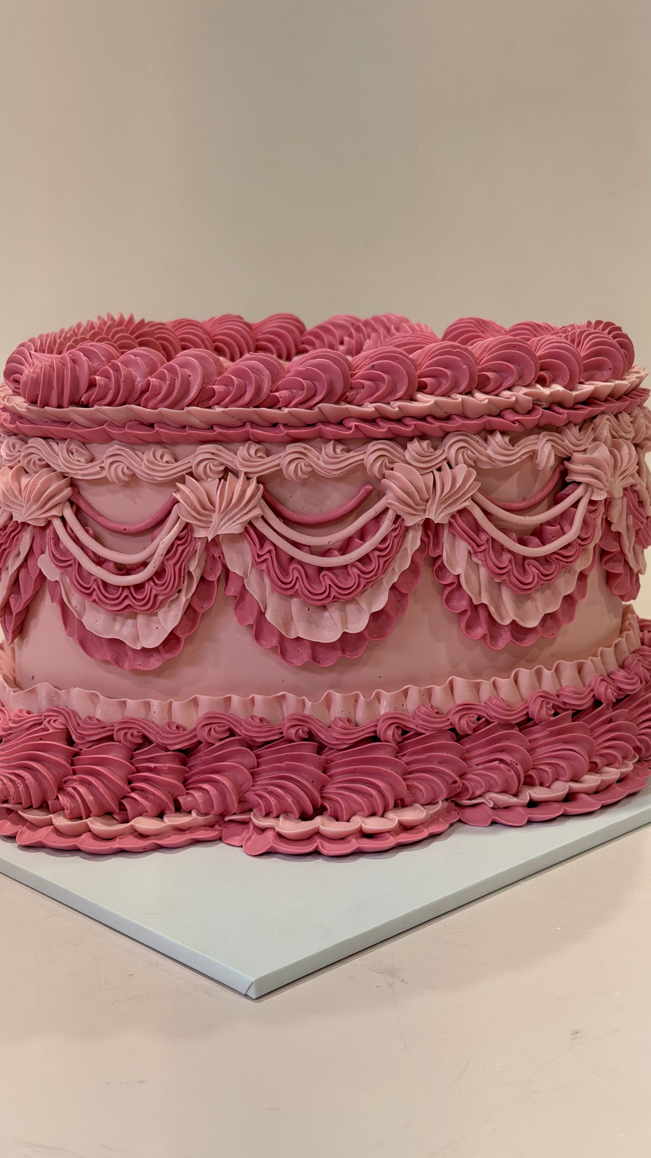 OTT Frilly Retro Cake - From $250 (6+ rows of piping, multi-coloured)