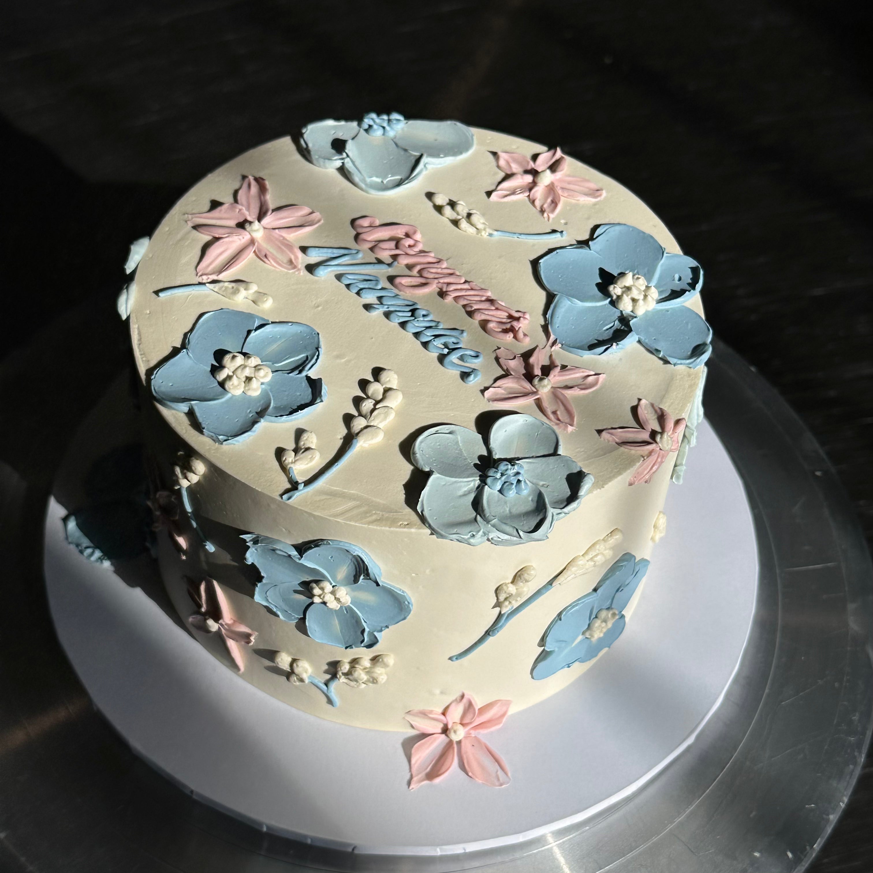 Hand-Piped Floral Cake - From $165