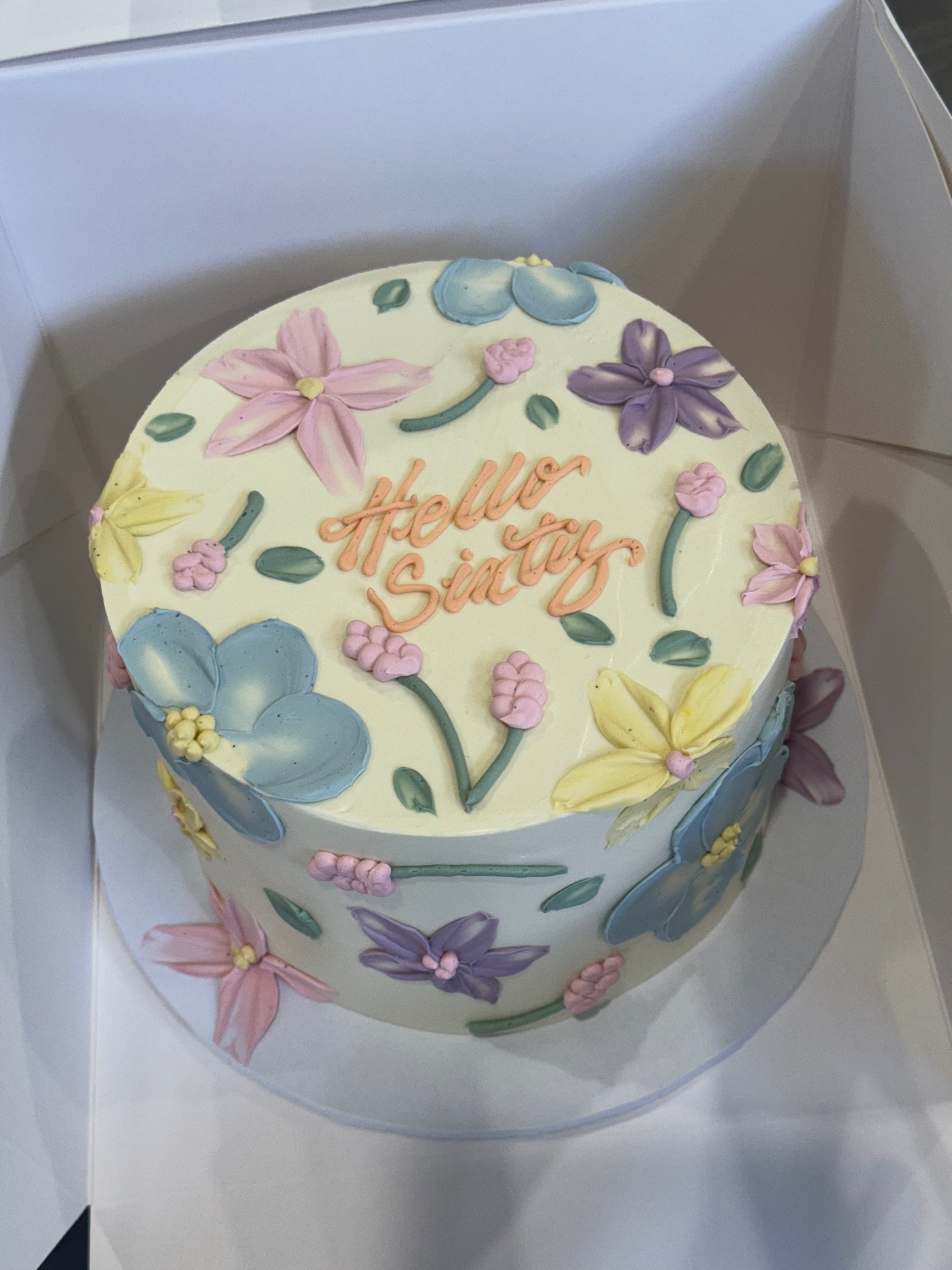 Hand-Piped Floral Cake - From $215