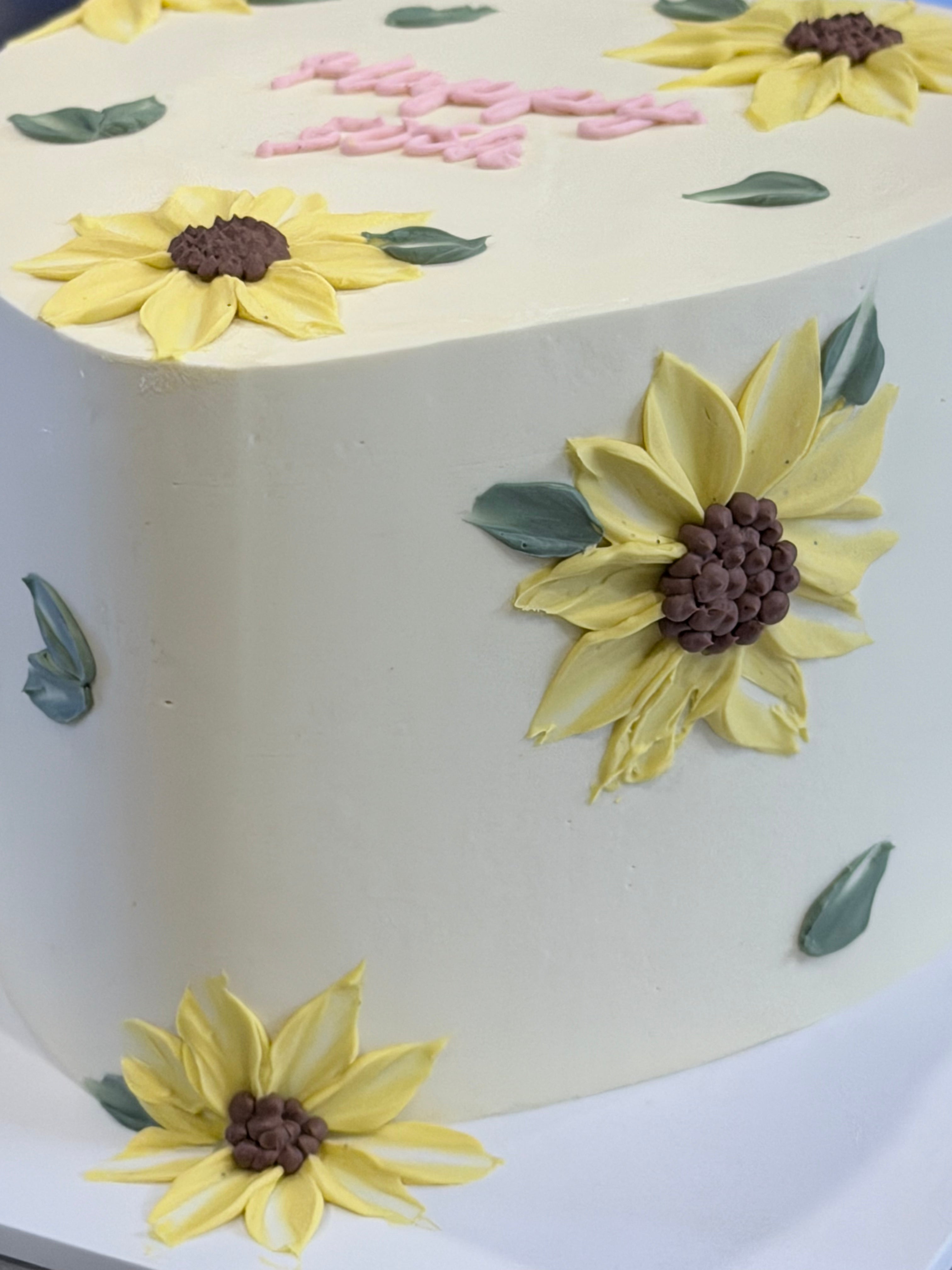 Hand-Piped Floral Cake - From $215