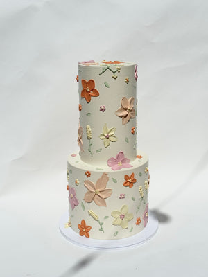 Hand-Piped Floral Cake