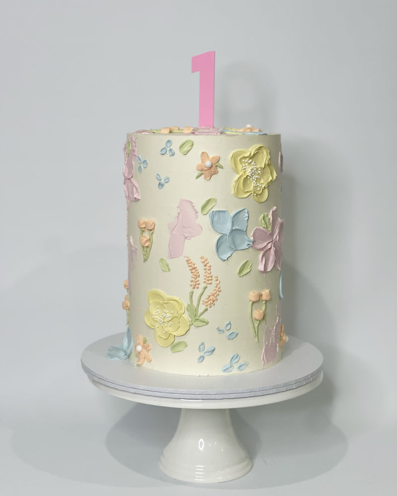 Hand-Piped Floral Cake